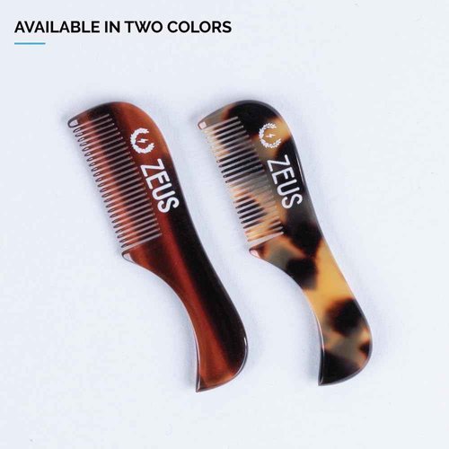 ZEUS Handmade Saw-Cut Mustache Comb for Men, Fine Tooth, Durable, Hand Polished Pocket Beard Comb, Grooming Essential (3 PACK) Traditional