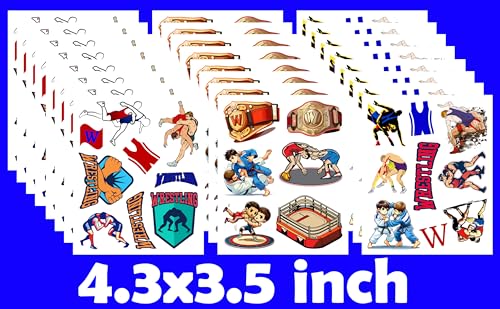 192 Wrestling Temporary Tattoos - 24 Sheets BJJ Theme Party Favors