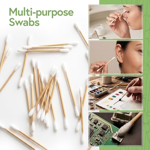 Jenvita 100% Bamboo Cotton Swabs (200 Pack) - Double Tipped Eco Buds