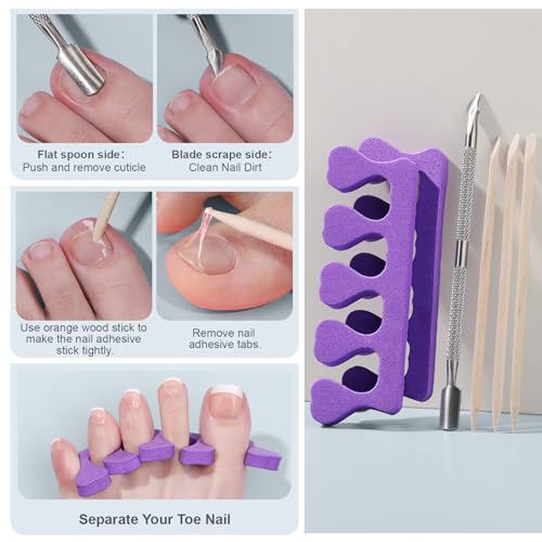 Teenitor Press on Toenails 240pc 15 Sizes French Tip Toe Nails