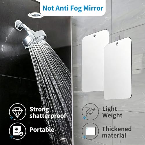 2-Pack Shatterproof Shower Mirror 11 x 8 In - Shaving & Travel