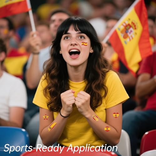 Spanish Flag Temporary Tattoos - 190pc Waterproof Tattoo Stickers