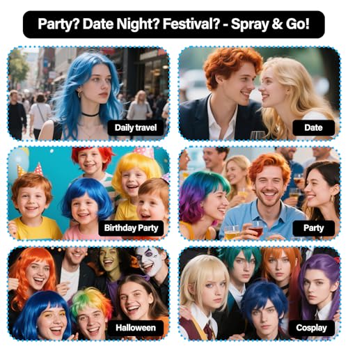Temporary Washable Hair Color Spray - Light Blue for Parties & Cosplay