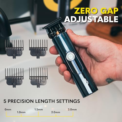 The Beard Club Professional T-Blade Beard Trimmer for Men with Straight Razor - Barber Electric Shaver & Hair Clippers for Men ? Zero Gapped Cordless Hair Trimmer & Edger, Line Up Grooming Kit