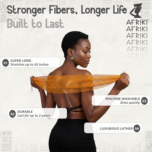 African Net Sponge Exfoliating Body Scrubber, Extra Long