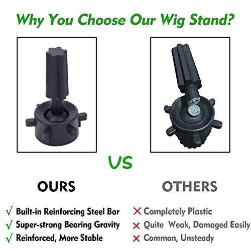 Klvied Metal Mannequin Head Stand, Reinforced Wig Stand Tripod for Styling, Adjustable Wig Head Stand Holder for Cosmetology Hairdressing Training,Rose Golden(Mannequin Head Not Included)