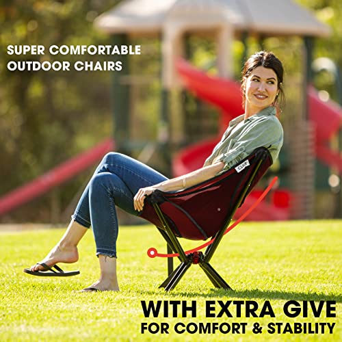 CLIQ Portable Chair - Lightweight Folding Chair for Camping - Supports 300 Lbs - Perfect for Outdoor Adventures - Red Chair