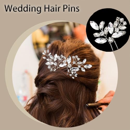 10-Pc Crystal Bridal Hair Pins Set Silver Rhinestone