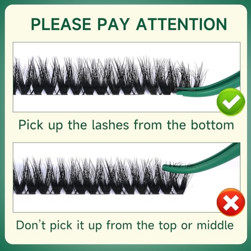 KEYYOU 3D Eyelash Extensions Clusters - 144pcs D Curl, 8-18mm