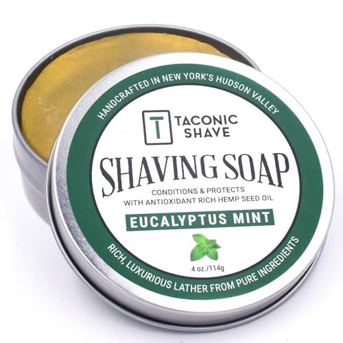 Taconic Shave Eucalyptus Mint Scent Shaving Soap ? Invigorating Eucalyptus Menthol Aroma ? Barbershop Quality Puck with Natural Oils ? Cooling Lather ? Made in USA