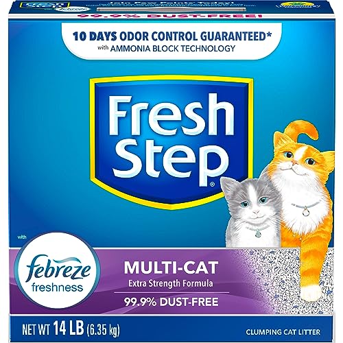 Fresh Step Clumping Cat Litter, Unscented, Long Lasting Odor Control Kitty Litter with Activated Charcoal, 14 lb