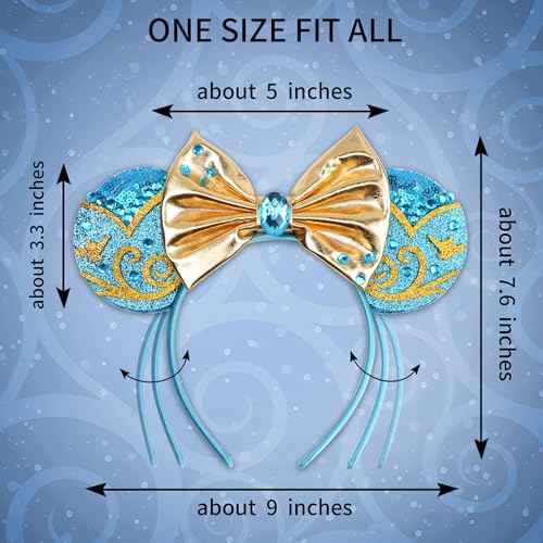 Sparkling Mouse Ears Sequin Bow Ears Headband for Women Dazzling Princess Hair Band Headwear for Princess Costume Theme Birthday Party