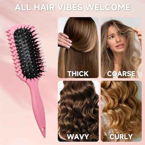 Curl Defining Brush, Curly Hair Brush Products With 3 Pcs Slick Back Hair Brush Set Bristle Brush Edge Control Teasing Comb for women (Purple)