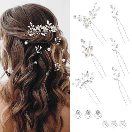 12 Pieces Hair Accessories for Women Pearl Crystal Bridal Hair Pins Wedding HairPieces for Brides Vintage Decorations Bride Bridesmaids