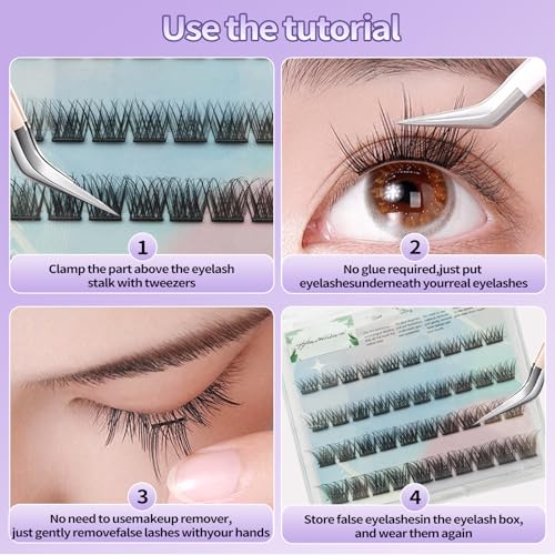 Press-On Lashes Kit Self-Adhesive 10-16mm Reusable