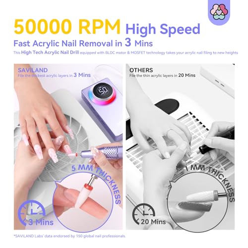 SAVILAND Purple Electric Nail Drill 50000RPM Professional Fast Removal