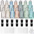 BENECREAT 14 Packs 3ml Multi-color Travel Essential Oil Roller Bottle Mini Glass Cosmetic Vials with Opener, Dropper and Funnel for Essential Oils Perfumes Aromatherapy