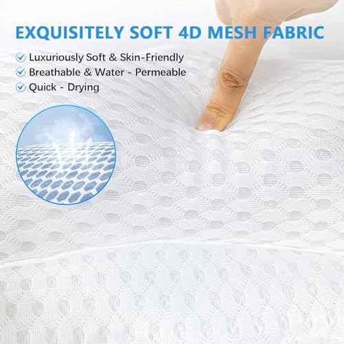 REEZEIVI Bath Pillows for Tub,Bath Pillow with 6 Non-Slip Suction Cups,Soft 4D Mesh Fabric,Bathtub Pillows for Tub Neck and Back Support,Extra Thick Luxury Bathtub Pillows,White