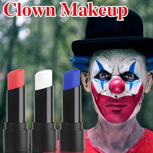 3-Piece Red White Blue Face Paint Sticks for Halloween Costumes