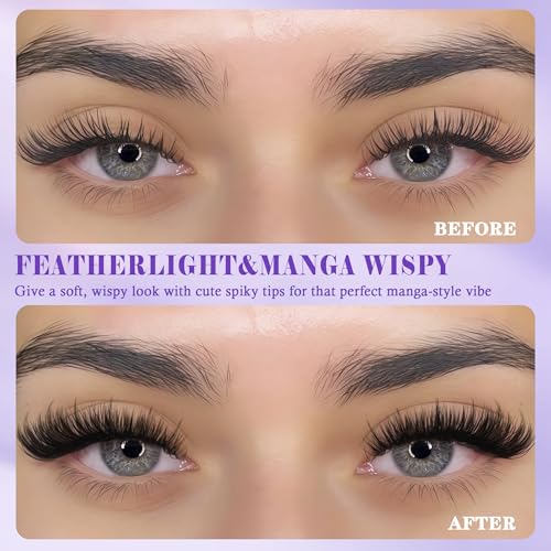Manga Lash Clusters - Wispy Spiky Eyelash Extensions, 140pcs