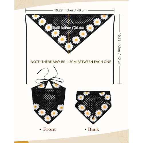 AWAYTR Crochet Head Scarf Hair Bandanas Women Knit Bandana Headband Scarf Tie-Back Head Coverings Floral Headscarf for Girls