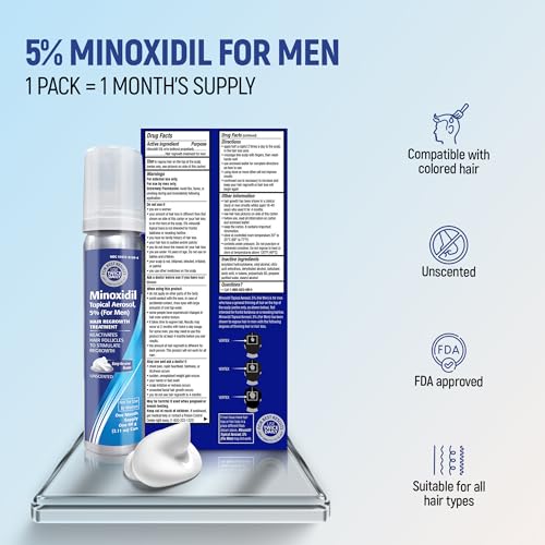 Minoxidil 5% Foam for Men Hair Regrowth - 1 Month Supply