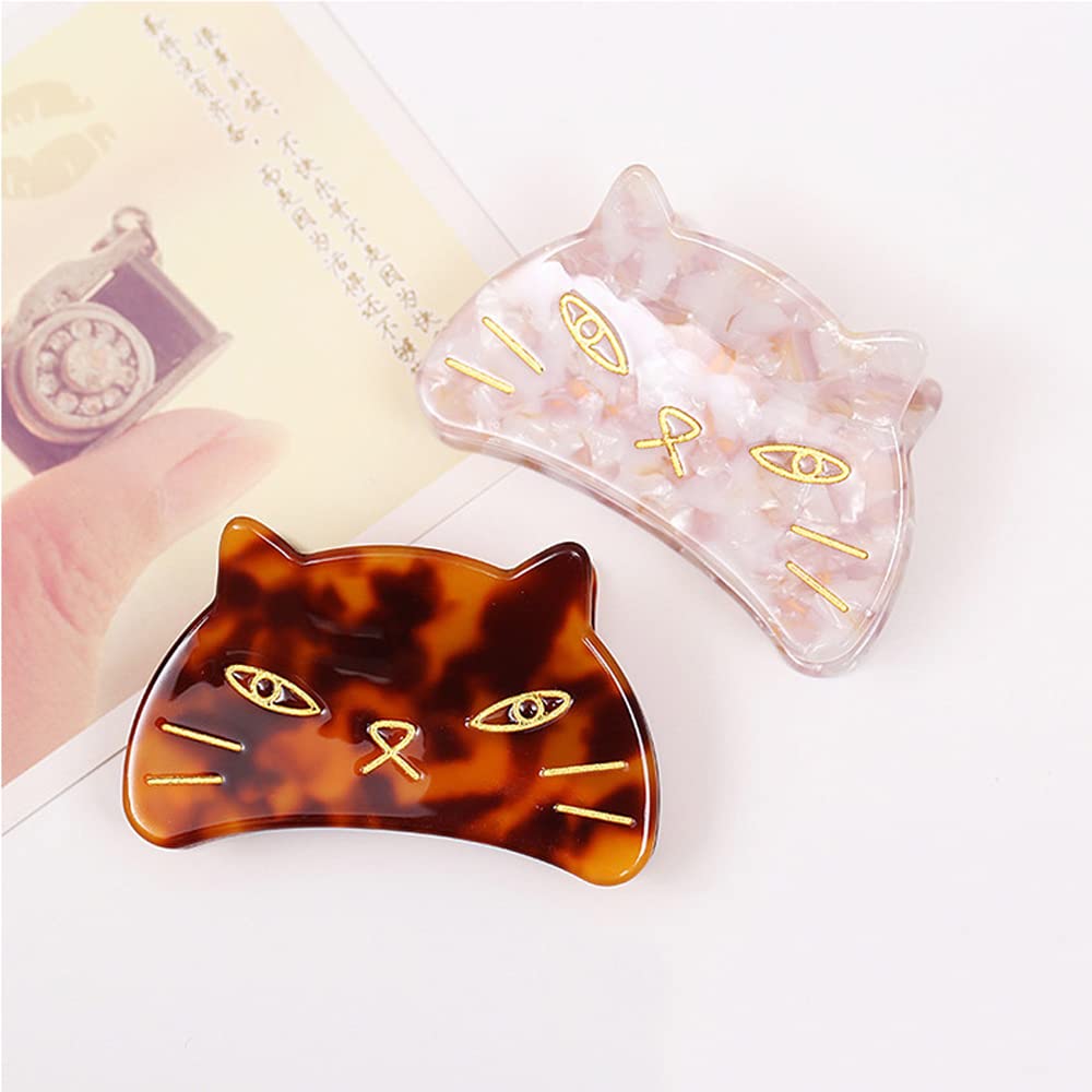 Cute Cat Head Hair Clips,Cellulose Acetate Hair Clips,Small Claw Clips for Girl,Hair Accessories,S13