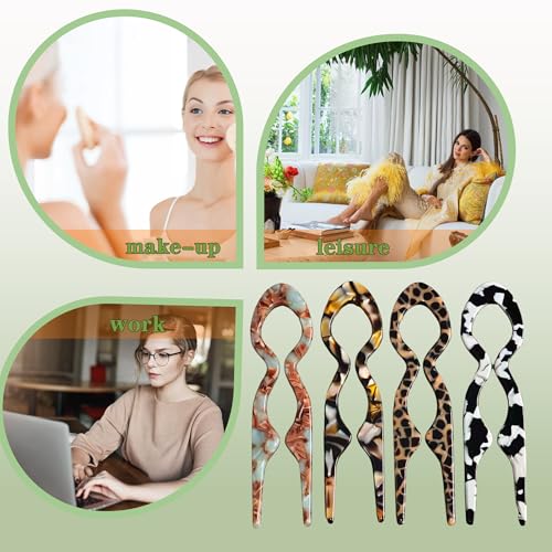 French Hair Pins for Women - 4 Pack Tortoise Acetate