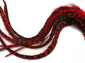 XL Red Grizzly Hair Extension Feathers - 6 Pieces