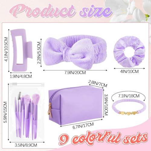 Zeyune 54 Pcs Gifts Sets Bulk for Tween Teen Women Preppy Party Favors Set Preppy Makeup Bag Hair Pin Scrunchies Headbands Bracelets Trendy Stuff Gift for Women Friend Birthday Present(Classic Color)