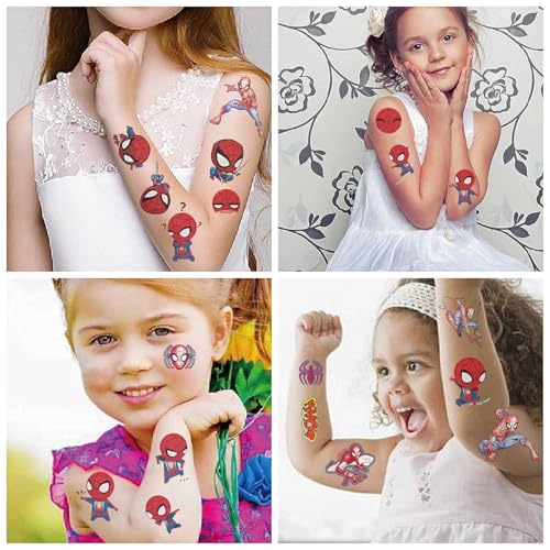 Spiderman Temporary Tattoos for Kids - 10 Sheets