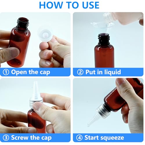 4 Pack 1 Oz Amber Essential Oil Bottles - Refillable Portable Dropper Bottles