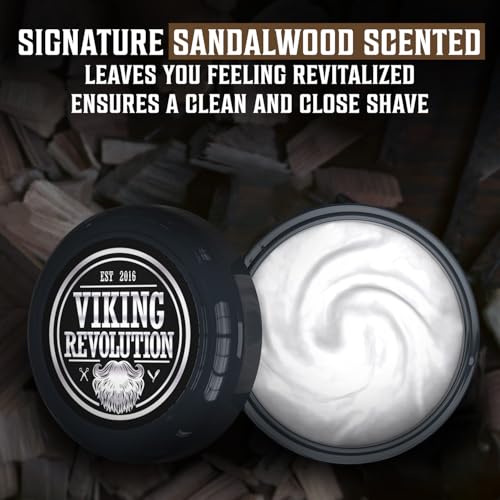 Viking Revolution Luxury Shaving Cream for Men- Sandalwood Scent - Soft, Smooth & Silky Shaving Soap - Rich Lather for the Smoothest Shave - 5.3oz (Pack of 2)