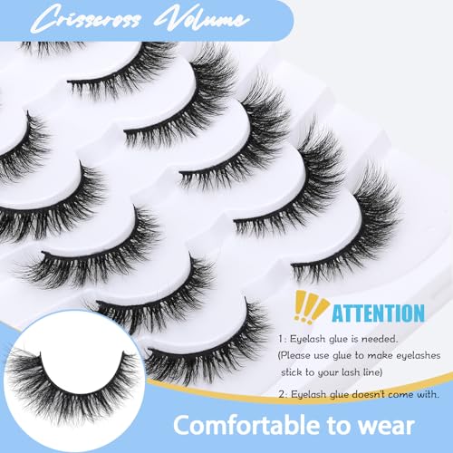 Ailynalash 13MM Cat Eye Mink Lashes - 8D Fluffy Wispy, 6 Pairs