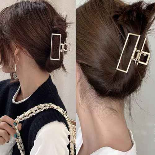 8 Pieces Metal Hair Claw Clips Set, Includes 3 Inches Large Size Hair Catch Barrette Jaw Clamp and 1.6 Inches Small Half Bun Hairpins for Women, Hair Accessories