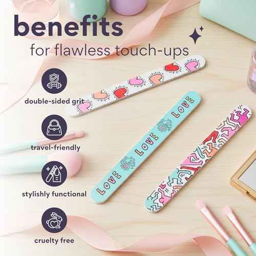 dearcloud Keith Haring Nail Files Set - Double-Sided Emery Boards with Travel Pouch