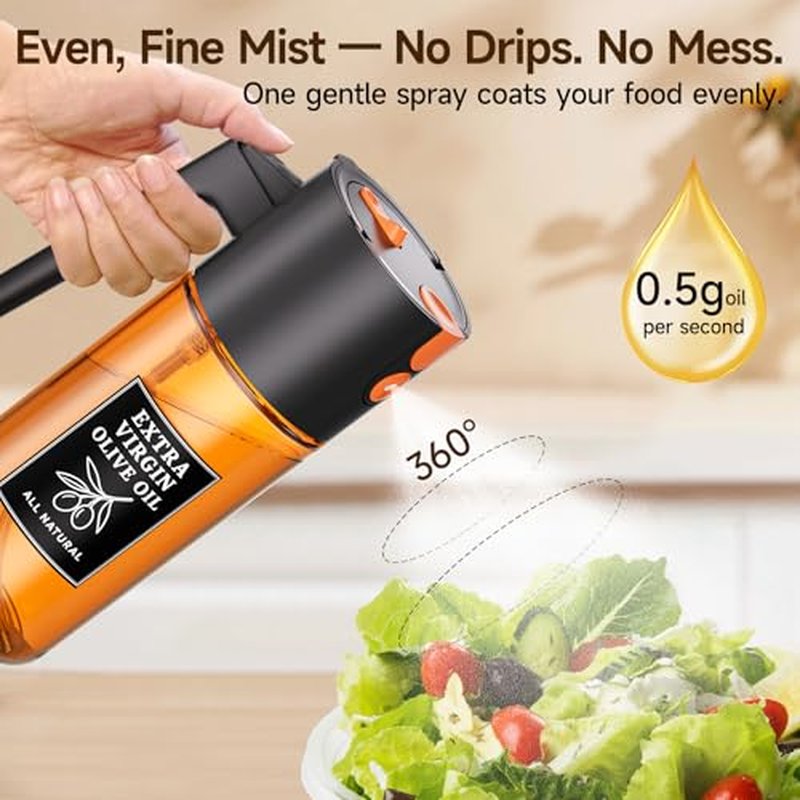 2-in-1 Oil Sprayer & Dispenser, 500ml Dark Glass Bottle
