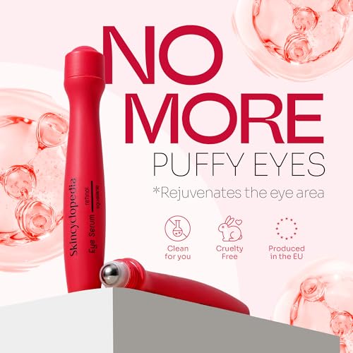 Under Eye Roll-On with Retinol & Squalane, Cooling Roller, Energizing Serum for Dark Circles, Puffiness Bags, Fine Lines & Wrinkles, Firms & Brightens Skin.