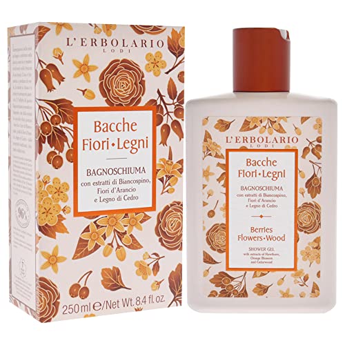 L'Erbolario Shower Gel ? Moisturizing Body Wash with Cedarwood for All Skin Types - Body Soap with Botanical Extracts ? Berries Flowers Wood - 8.4 oz