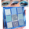 evpct 9 Colors Blue Glitter Eyeshadow Palette - Pack of 1, 0.25oz, Vibrant & Highly Pigmented Makeup for Elegant Looks