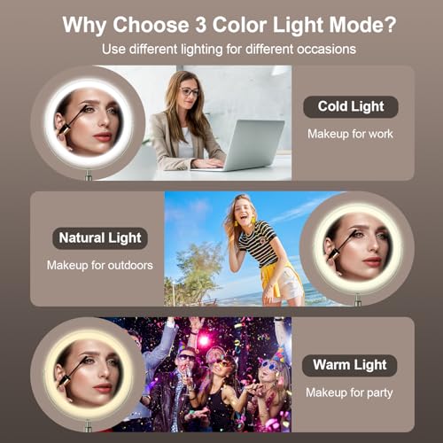 8.5" Makeup Mirror with Lights, 1X/20X Magnification, 3 Colors