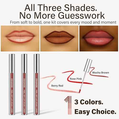 Peel Off Lip Stain Set ? 3 Colors Long Lasting Lip Tint, Smudge-Proof, Transfer-Proof, Kiss-Proof, Vegan Lip Makeup Gift for Her