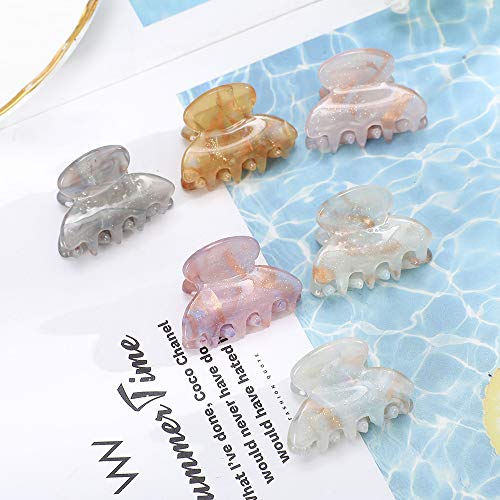 Mini Claw Hair Clips - 12 Pack Small Acrylic Clips for Thin Hair