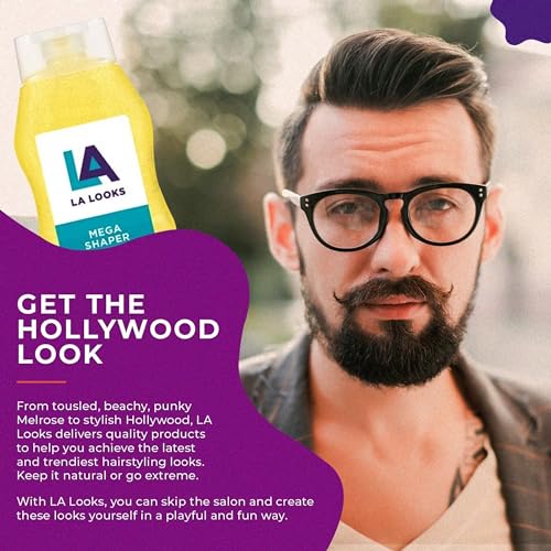 LA Looks Mega Shaper Hair Gel, All-Day Flexible Hold, Healthy Shine, Humidity Resistant, Alcohol-Free, Strong Styling Gel for All Hair Types, Level 9 Hold, 20 oz (Pack of 6)