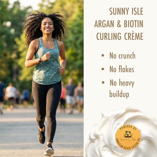 Sunny Isle Argan & Biotin Curling Cream - Lightweight, Curl Enhancing Cr?me, Paraben Free 16oz