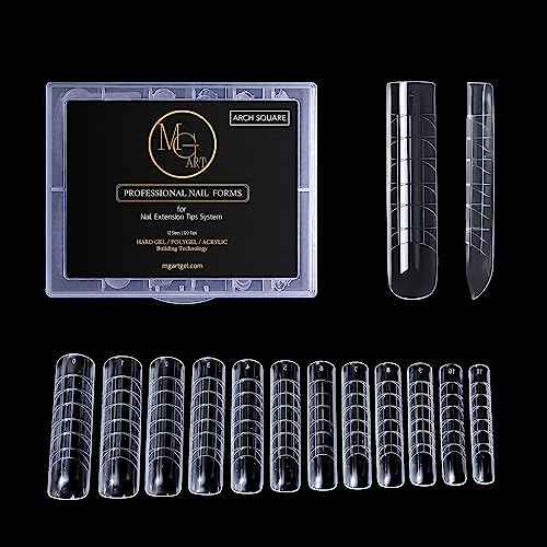 Dual Nail Forms ARCH SQUARE Structure Poly gel Forms Full Cover Molds 12 Sizes for Solid Gel Glue Art Design Salon&DIY