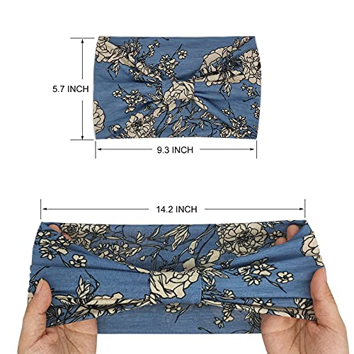 YONUF Wide Headbands for Women, 4 Pack Boho Knotted