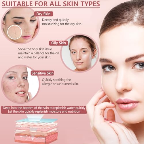 6-Piece Hydrating Skincare Set with Vitamin C, Face Care Kit Includes Cleanser, toner, lotion, essence, face cream, eye cream