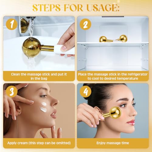 Baderke Stainless Steel Ice Globes for Face - Cooling Roller Set