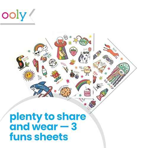 Ooly 40+ Glow in the Dark Temporary Tattoos For Kids, Safe & Non-Toxic Temporary Tattoo, Party Favors Gifts for Kids - Bright & Funny